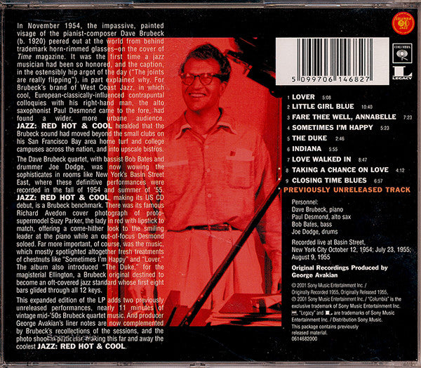 The Dave Brubeck Quartet : Jazz: Red Hot And Cool (CD, Album, RE, RM)