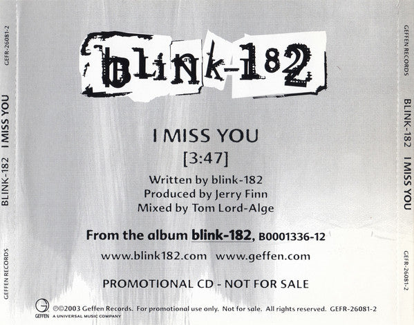 Blink-182 : I Miss You (CD, Single, Promo)