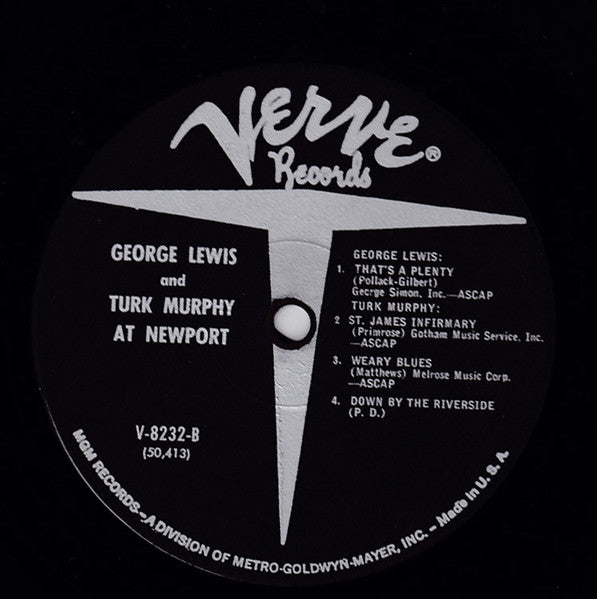 George Lewis (2) & Turk Murphy : At Newport (LP, Album, Mono, RP)