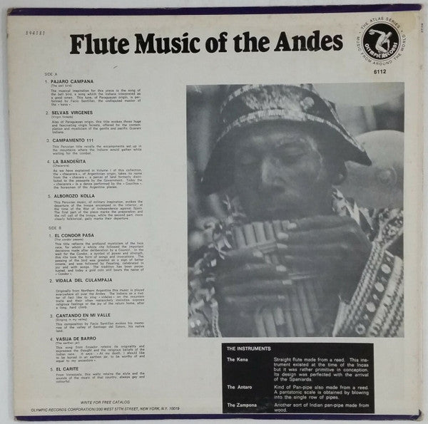Unknown Artist : Flute Music Of The Andes (LP)