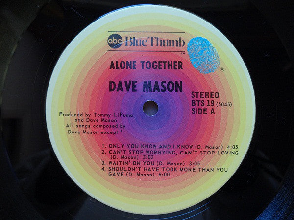 Dave Mason : Alone Together (LP, Album, RE, Ter)