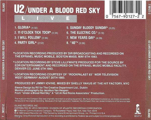 U2 : Live / Under A Blood Red Sky (CD, Album, RE, San)