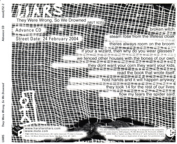 Liars : They Were Wrong, So We Drowned (CD, Advance, Album, Copy Prot., Promo)