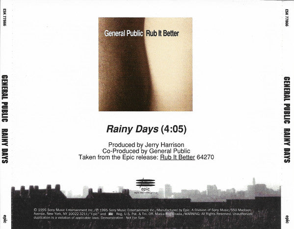 General Public : Rainy Days (CD, Single, Promo)