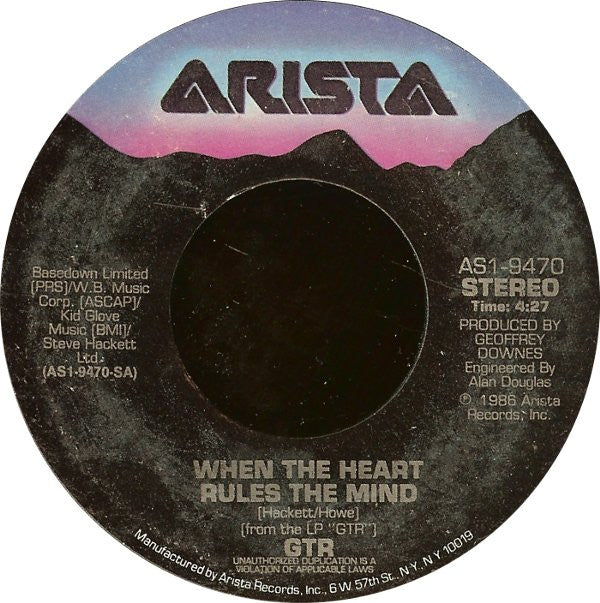 GTR (2) : When The Heart Rules The Mind (7")