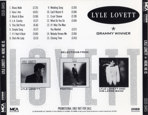 Lyle Lovett : Here He Is (CD, Comp, Promo)