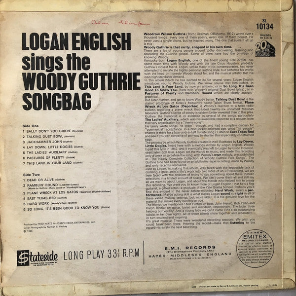 Logan English : Sings The Woody Guthrie Songbag (LP, Album)