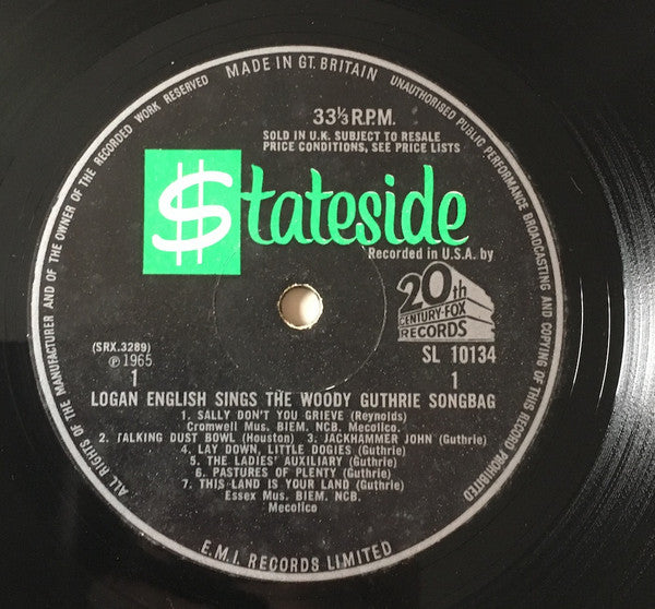 Logan English : Sings The Woody Guthrie Songbag (LP, Album)