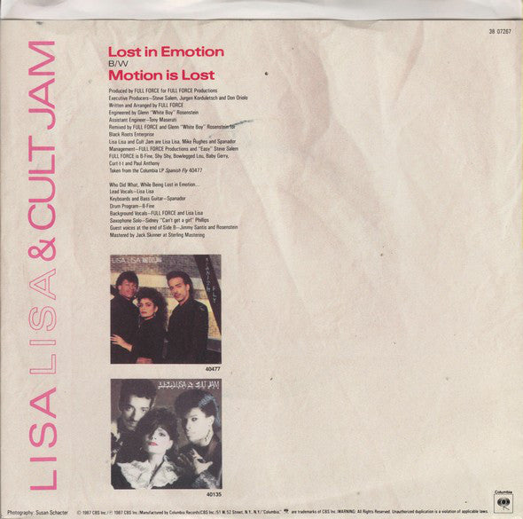 Lisa Lisa & Cult Jam : Lost In Emotion (7", Single, Styrene, Car)