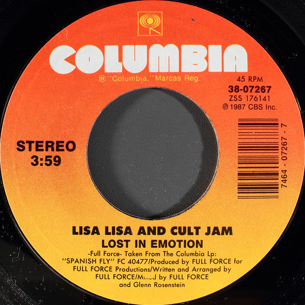 Lisa Lisa & Cult Jam : Lost In Emotion (7", Single, Styrene, Car)