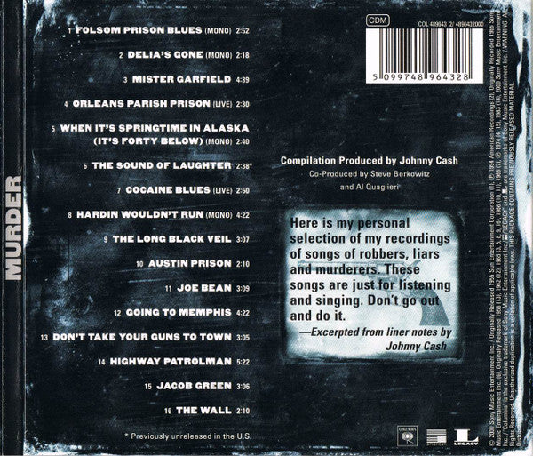 Johnny Cash : Murder (CD, Comp, Mono, Dig)