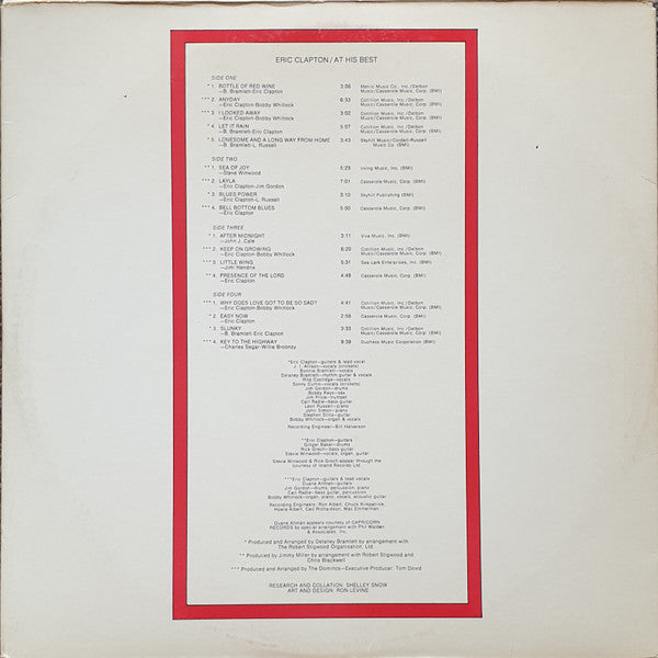 Eric Clapton : At His Best (2xLP, Comp, Scr)