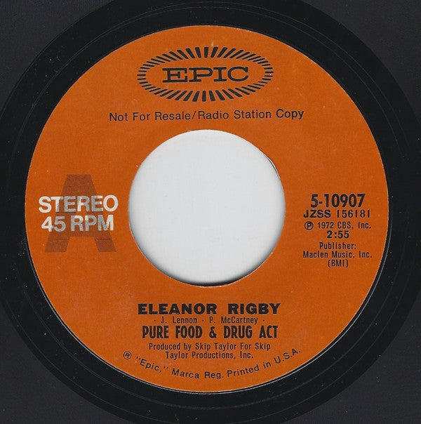 Pure Food And Drug Act : Eleanor Rigby (7", Single, Promo)