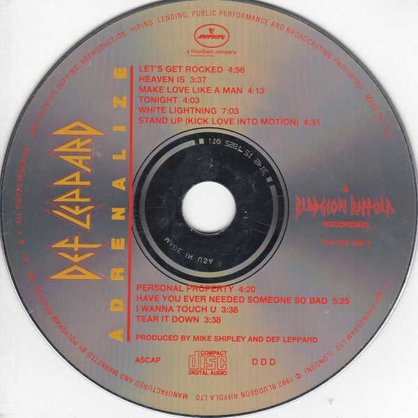 Def Leppard : Adrenalize (CD, Album)