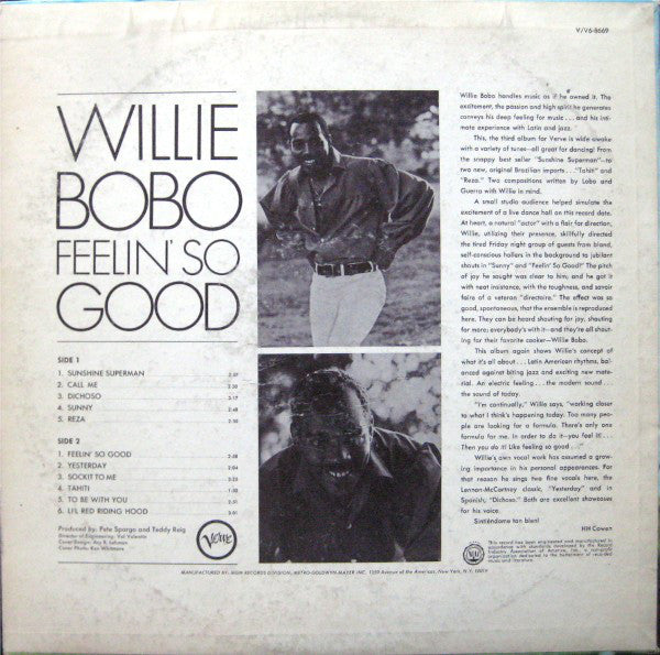 Willie Bobo : Feelin' So Good (LP, Album, Wad)