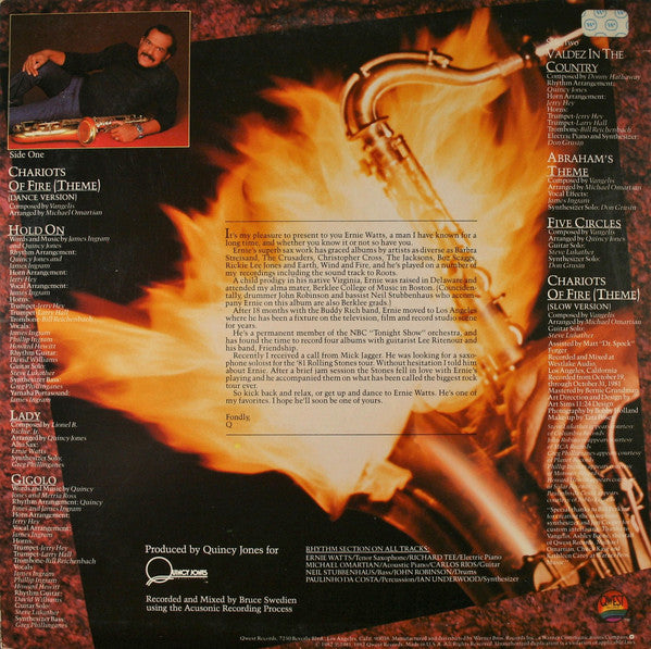 Ernie Watts : Chariots Of Fire (LP, Album, Jac)