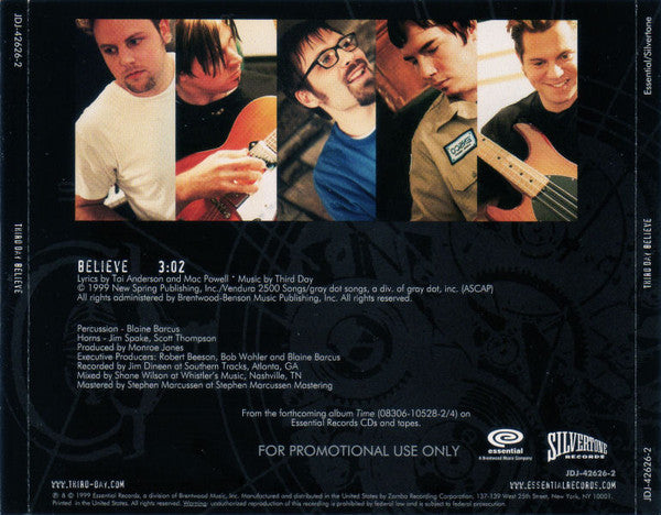 Third Day : Believe (CD, Single, Promo)