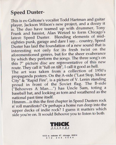 Speed Duster : Last Stop - Motor City (7", Pic)
