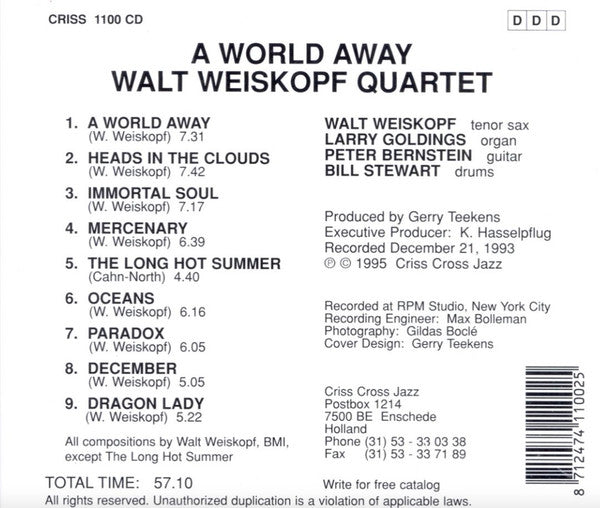 Walt Weiskopf Quartet : A World Away (CD, Album)