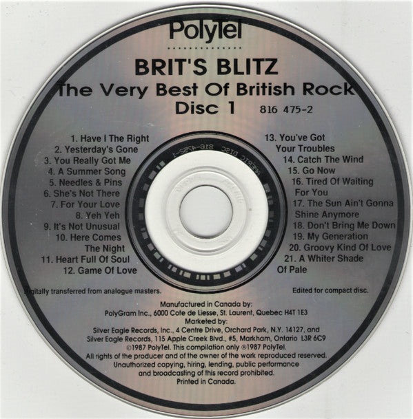 Various : Brit's Blitz: The Very Best Of British Rock (2xCD, Comp)