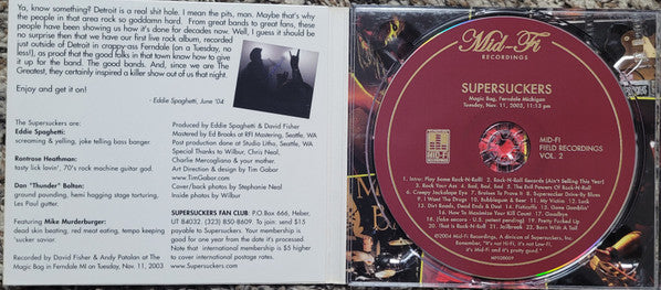 Supersuckers : Mid-Fi Field Recordings Vol. 2: Live At The Magic Bag, Ferndale, Michigan (CD, Album)