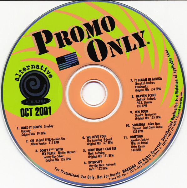 Various : Promo Only Alternative Club : October 2001 (CD, Comp, Promo)