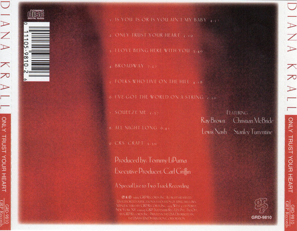Diana Krall : Only Trust Your Heart (CD, Album, RE, UML)