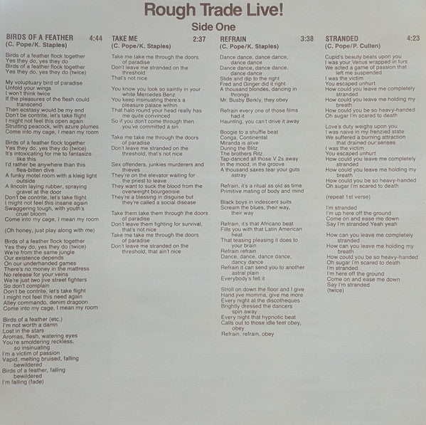 Rough Trade : Rough Trade Live! (LP, Album, Num, S/Edition)