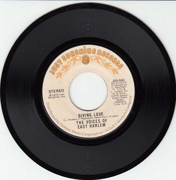 The Voices Of East Harlem : Giving Love / New Vibrations (7", Single, Styrene, Mon)