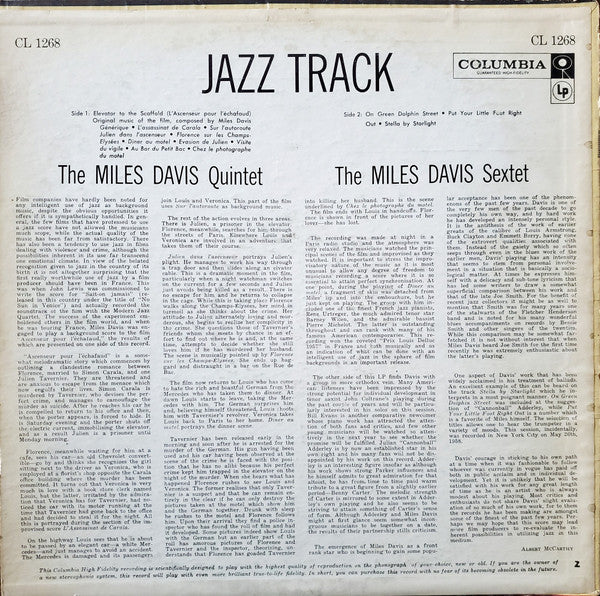 Miles Davis : Jazz Track (LP, Mono)