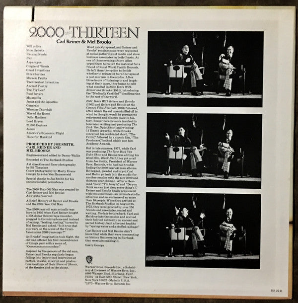 Carl Reiner & Mel Brooks : 2000 And Thirteen (LP, Album, RE, Win)