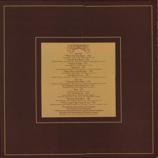 Carpenters : The Singles 1969-1973 (LP, Album, Comp, y -)