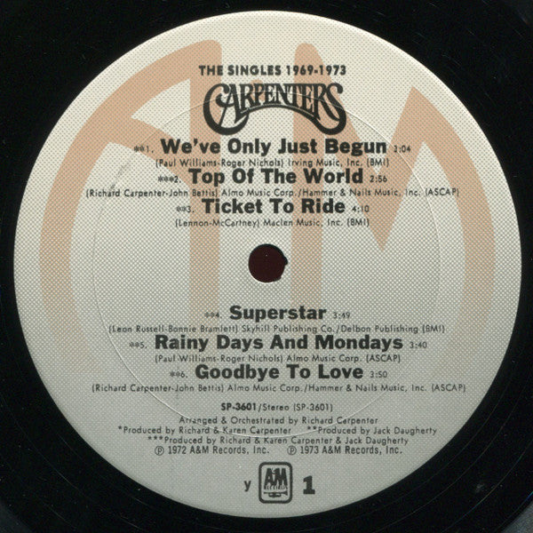 Carpenters : The Singles 1969-1973 (LP, Album, Comp, y -)