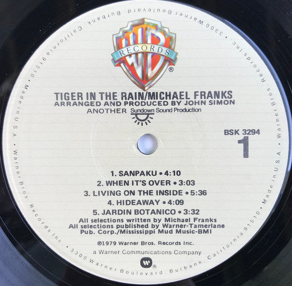 Michael Franks : Tiger In The Rain (LP, Album, Jac)