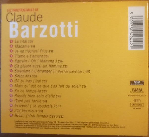 Claude Barzotti : Les Indispensables De (Versions Originales) (CD, Comp)