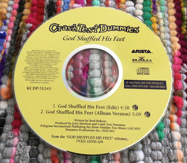 Crash Test Dummies : God Shuffled His Feet (CD, Single, Promo)