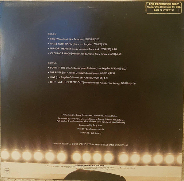 Bruce Springsteen & The E-Street Band : Live/1975-85 (LP, Promo, Smplr)
