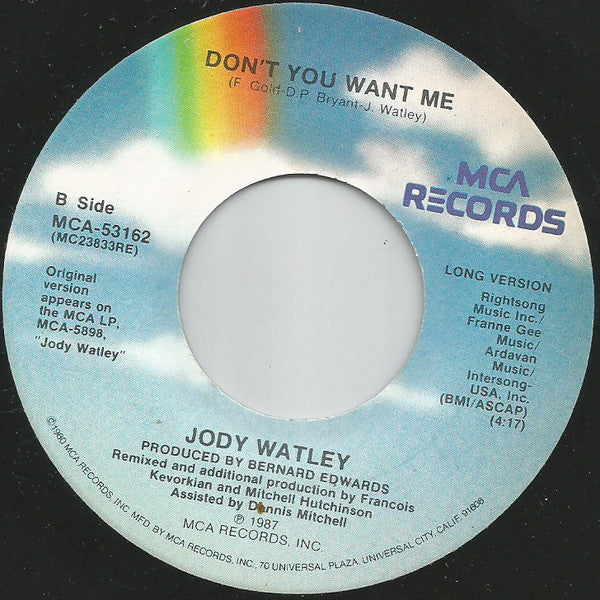 Jody Watley : Don't You Want Me (7", Single, Pin)