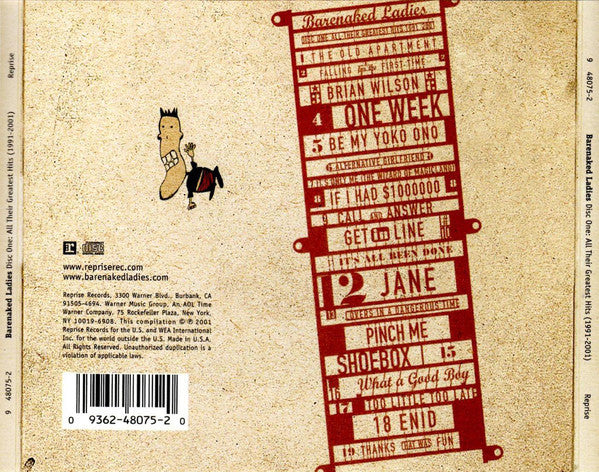 Barenaked Ladies : Disc One: All Their Greatest Hits (1991-2001) (CD, Comp, RP)