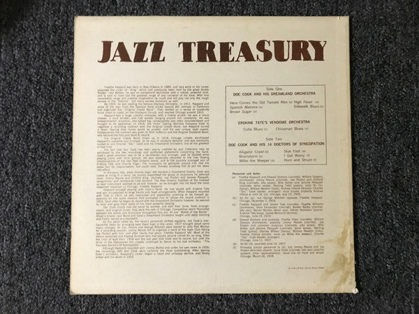 Freddie Keppard, Erskine Tate's Vendome Orchestra, Doc Cook And His 14 Doctors Of Syncopation : Freddy Keppard with Doc Cook and his Dreamland Orchestra (LP, Comp)