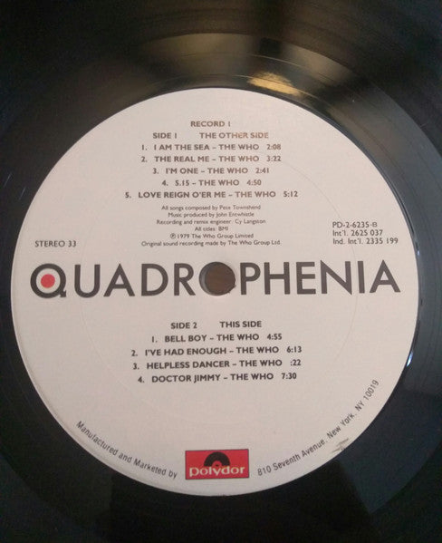 Various : Quadrophenia (Original Motion Picture Soundtrack From The Who Film) (2xLP, Album, Comp, Pit)