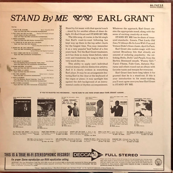 Earl Grant : Stand By Me (LP, Album)