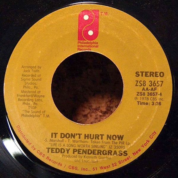 Teddy Pendergrass : Only You / It Don't Hurt Now (7", Single, Styrene, Pit)