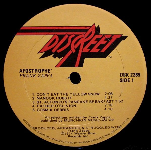 Frank Zappa : Apostrophe (') (LP, Album, RE, Gol)