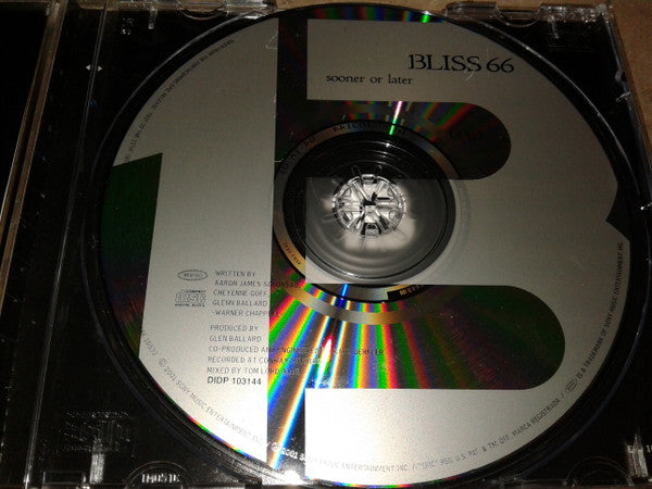 Bliss 66 : Sooner Or Later (CD, Single, Promo)