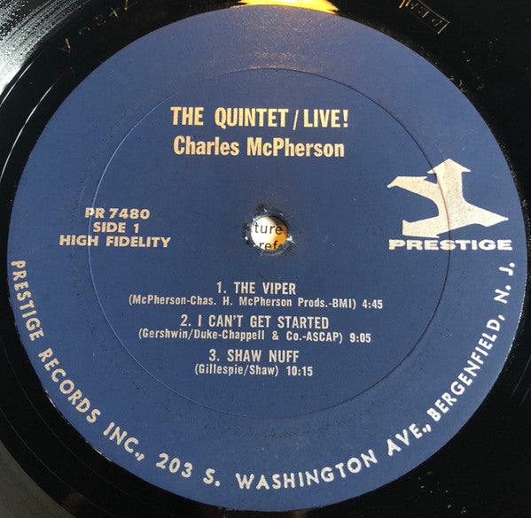 Charles McPherson : The Quintet/Live! (Recorded Live At The Five Spot) (LP, Album, Mono)