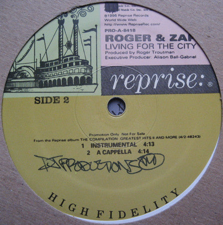 Zapp & Roger : Living For The City (12", Promo)