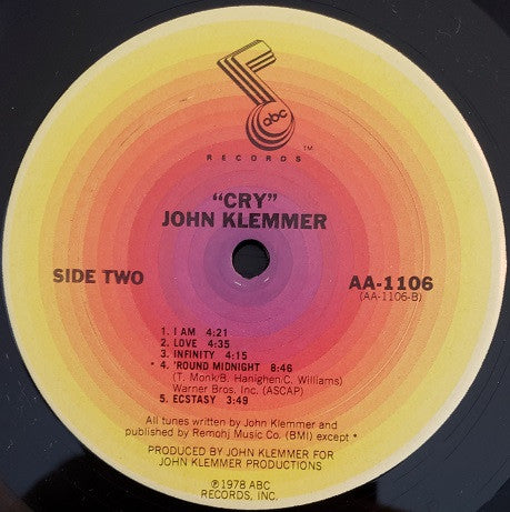 John Klemmer : Cry (LP, Album, Ter)