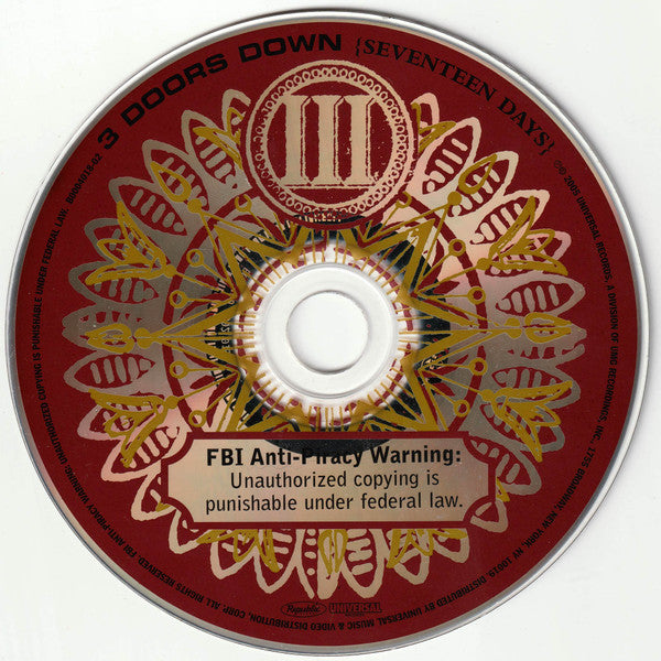 3 Doors Down : Seventeen Days (CD, Album)