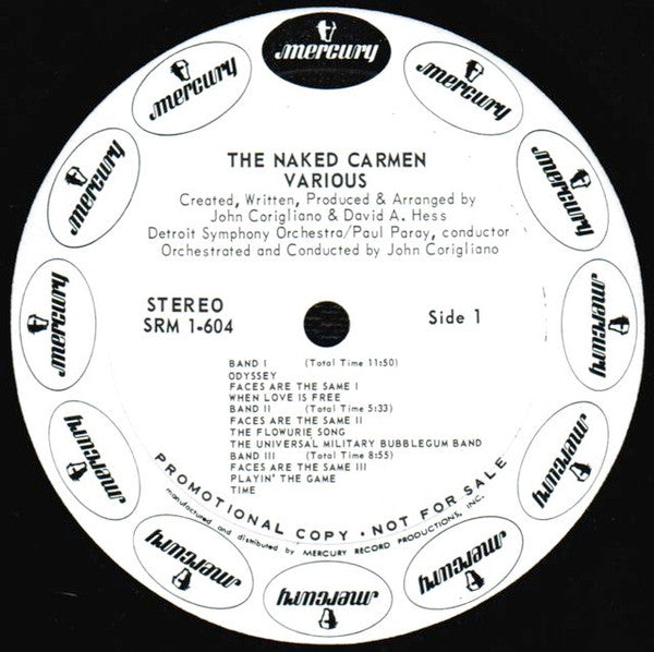 John Corigliano & David Hess / Detroit Symphony Orchestra Conducted By Paul Paray, Various : The Naked Carmen (Electric Rock Opera) (LP, Album, Promo, Phi)
